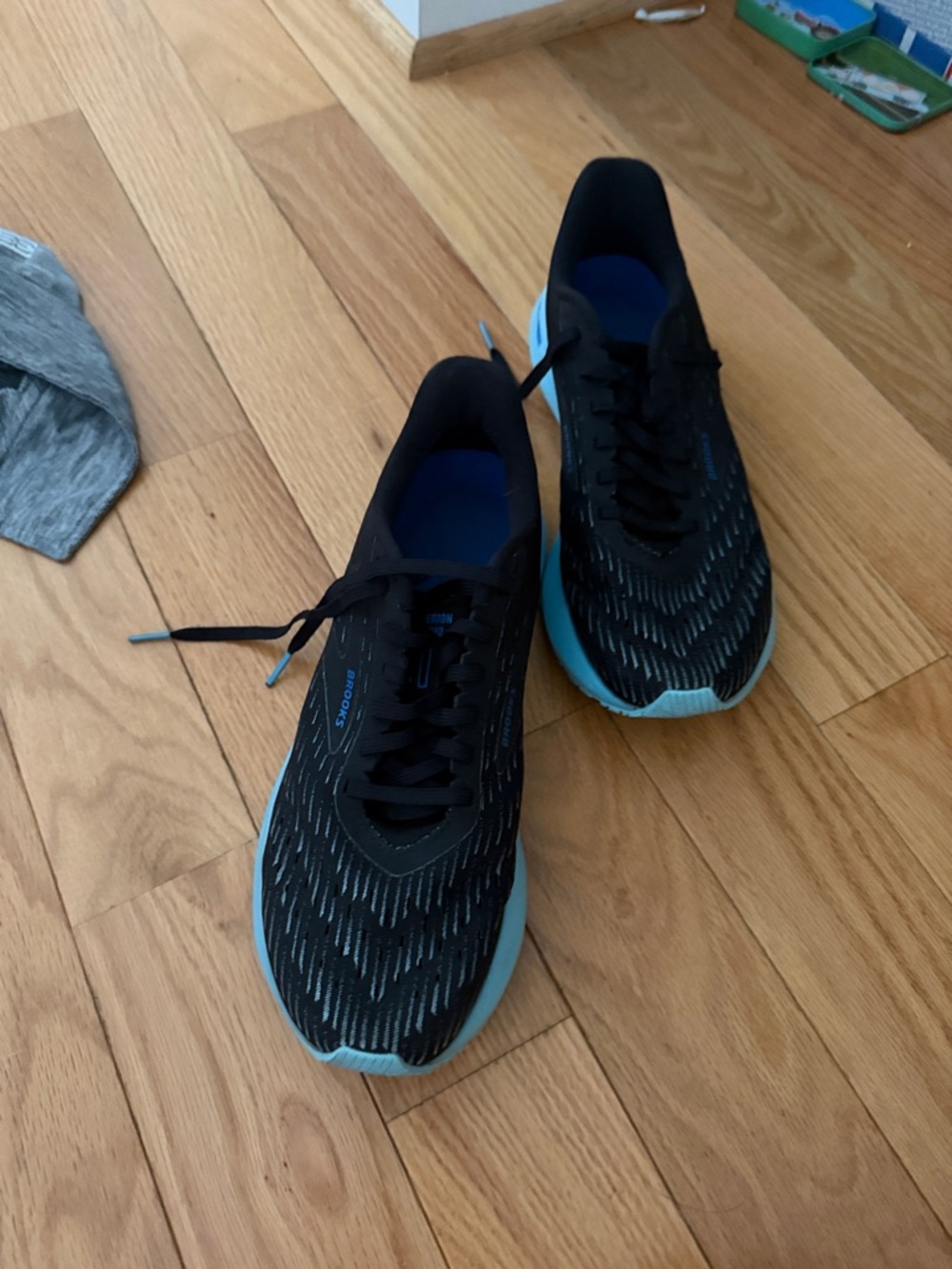 Brooks Men’s Black and Light Blue Athletic Running Shoes